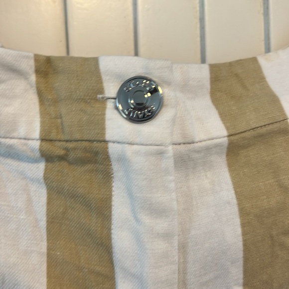 Staud Zuma Cabana Stripe Fringe Hem Beige White Cotton & Linen Pants Size 14 - Picture 5 of 9